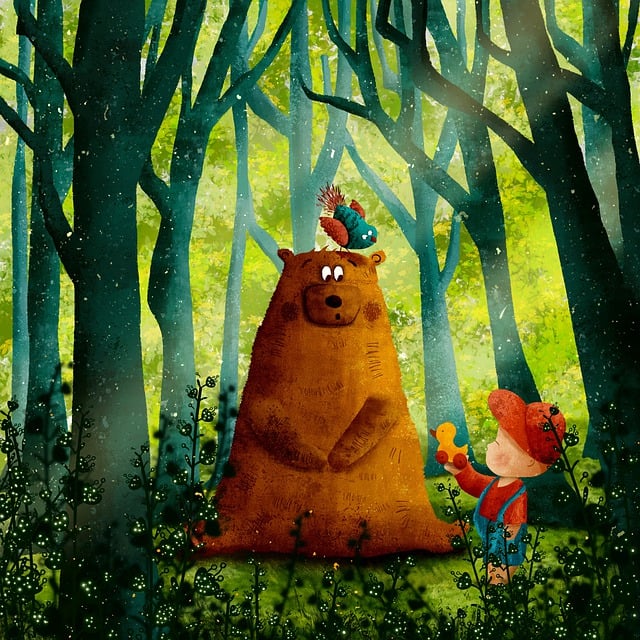 illustration d'un ours et d'un enfant